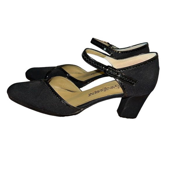 Yves saint Laurent y2k stacked heel shoes pumps strappy ankle 7 7m - Picture 1 of 5